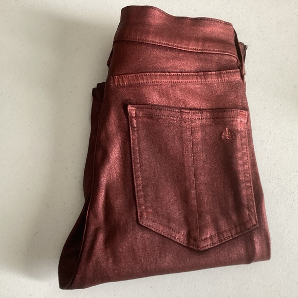 Rag & Bone Metallic Red High Rise Ankle Skinny Jeans Size 26 W15661769RDM USA - Picture 2 of 4
